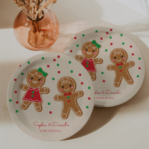 Christmas Gingerbread Gender Reveal Paper Plate