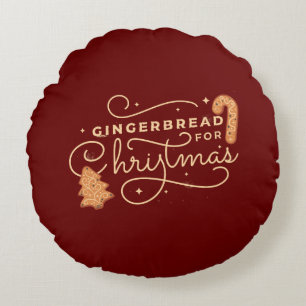 Christmas Gingerbread Gift For Xmas Cookies Lover Round Pillow