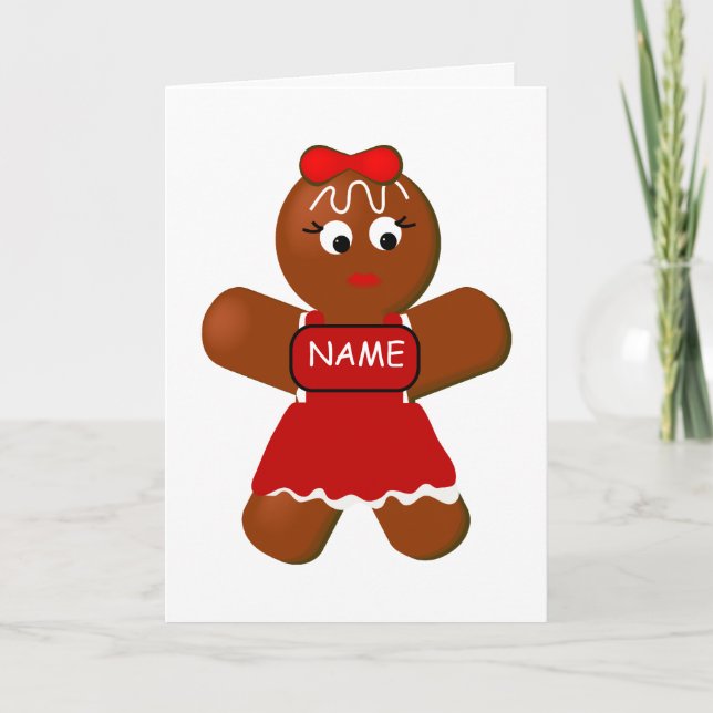 Christmas Gingerbread Girl Greeting Card (Front)