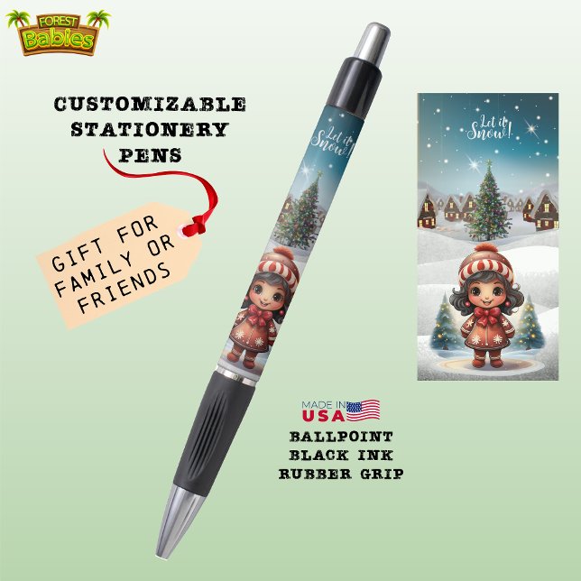 Christmas Gingerbread Girl Let it Snow ❄️🎄🎁 Pen (Cute Christmas Gingerbread Girl Winter Wonderland Let it Snow  Xmas Holiday ForestBabies Pen ❄️🎄🎁)