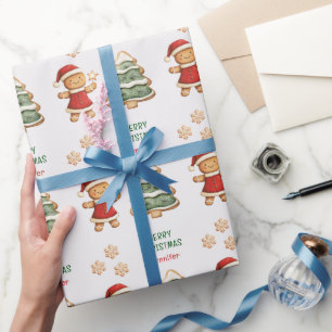 Christmas Gingerbread Girl Personalized Wrapping Paper