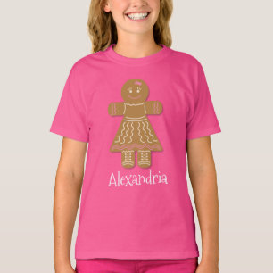 Christmas Gingerbread Girl Pink Add Your Name T-Shirt