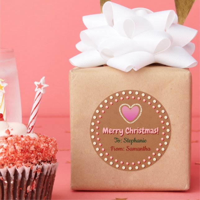 Christmas Gingerbread Heart Gift Label (Party)
