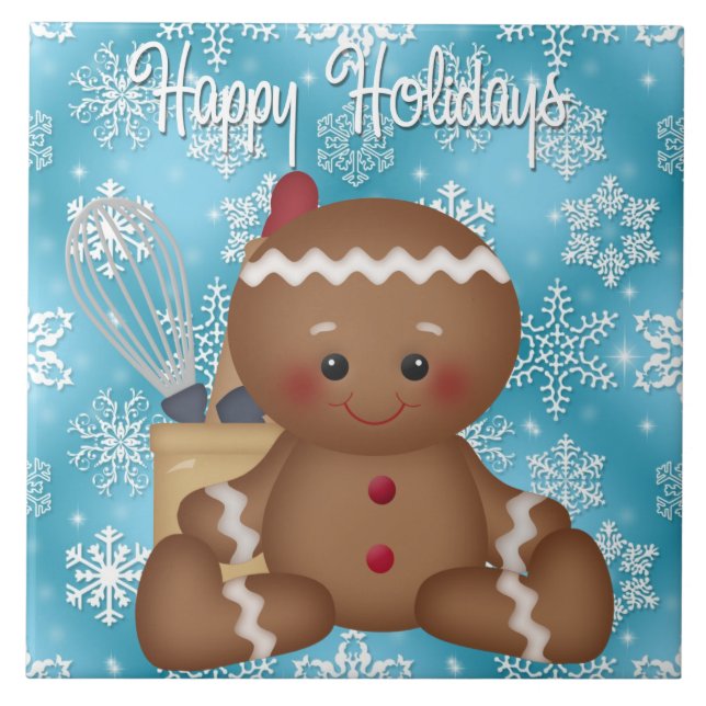 Christmas Gingerbread Holiday cartoon tile (Front)