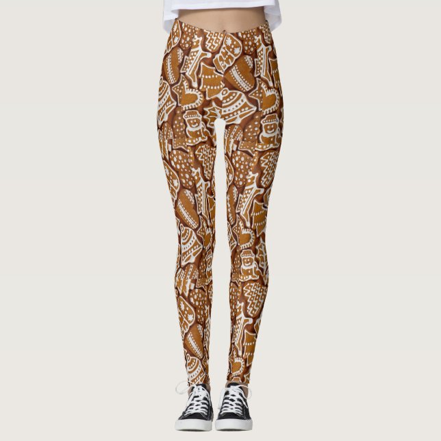 Christmas Gingerbread Holiday Cookies Leggings (Front)