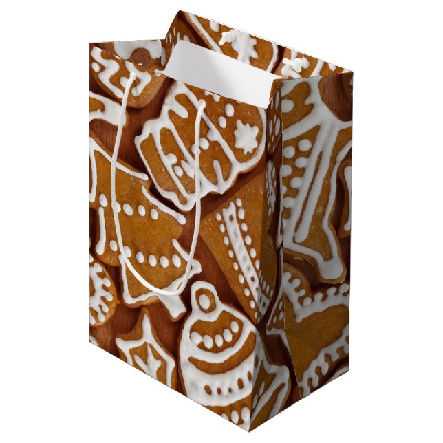 Christmas Gingerbread Holiday Cookies Medium Gift Bag (Front Angled)
