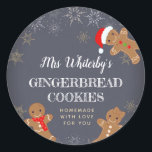 Christmas Gingerbread Homemade Cookie Stickers<br><div class="desc">Christmas Gingerbread Cookie Stickers. Customizable text on chalkboard with sweet little gingerbread men and snowflakes. Excellent for your Christmas holiday cookie swaps, Christmas party favours, Cookie Gifts, and more. Colours white, gold, pale blue, charcoal, yellow, red, ginger, and green. Full colour full bleed printing front & back. Find matching products...</div>