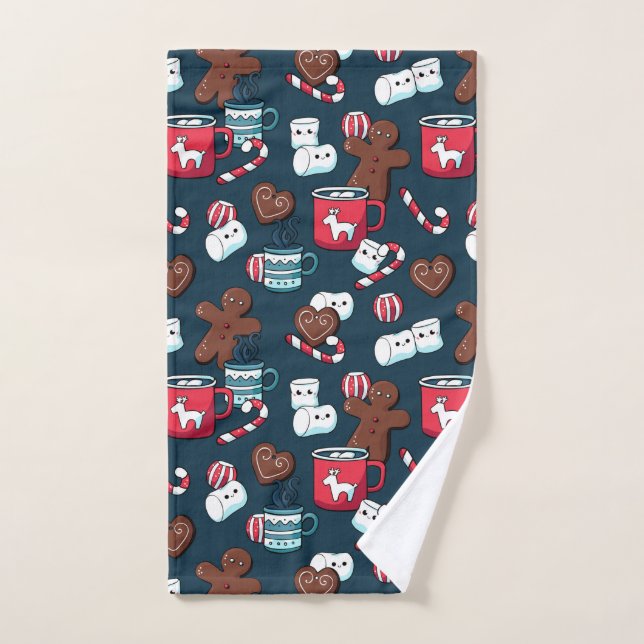 Christmas Gingerbread Hot Chocolate Kitchen  Hand Towel (Hand Towel)