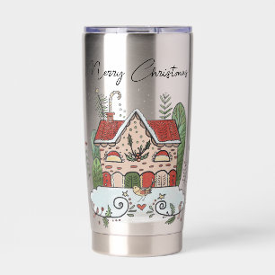 Christmas Gingerbread House Bird Winter Insulated Tumbler