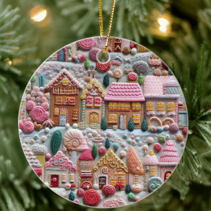 Christmas Gingerbread House Ceramic Ornament