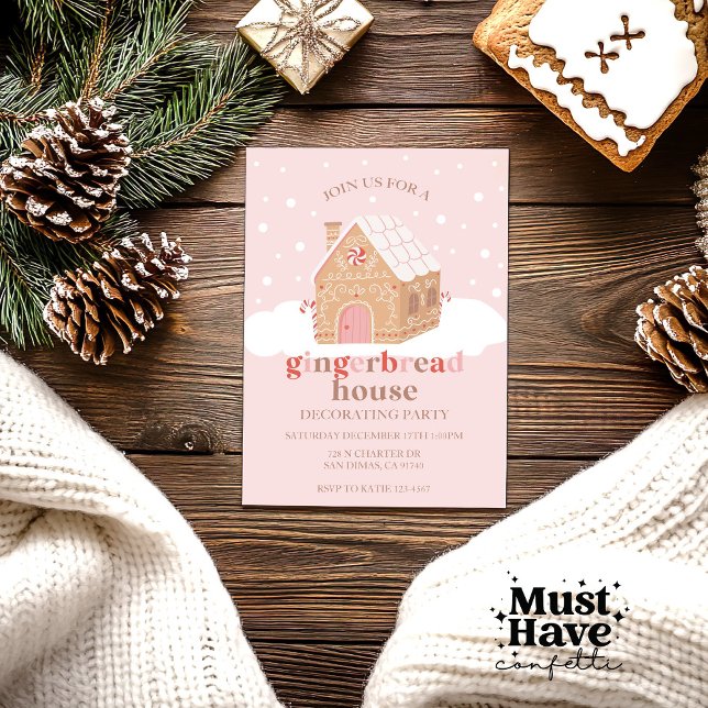 Christmas Gingerbread House Decorating Party Invitation (Creator Uploaded)