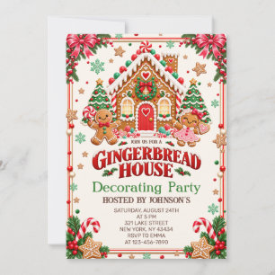 Christmas Gingerbread House Decorating Party Invitation