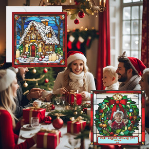 Christmas Gingerbread House Faux Stained Glass