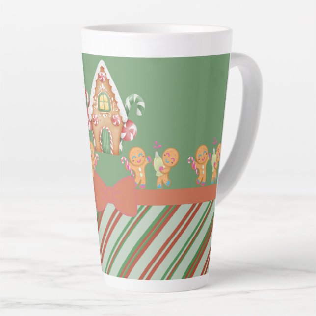 Christmas Gingerbread House Hot Chocolate Latte Mu Latte Mug (Right Angle)