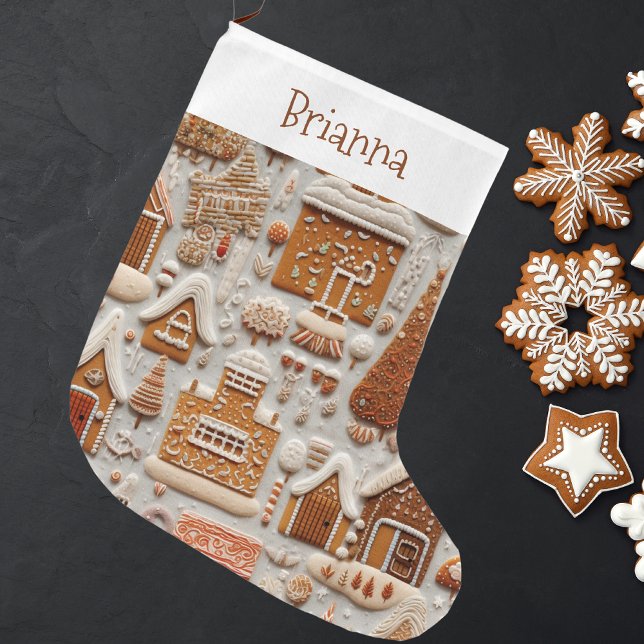 Christmas Gingerbread House Large Christmas Stocking (Creator Uploaded)