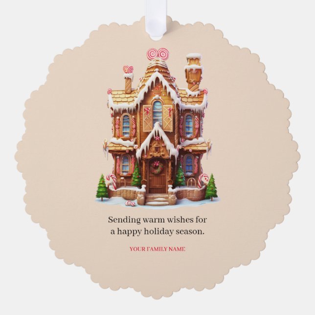 Christmas gingerbread house ornament card (Front)