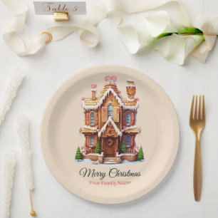 Christmas gingerbread house paper plate