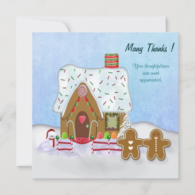 Christmas Gingerbread House Thank You Card (Front)
