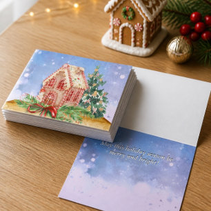 Christmas Gingerbread House Watercolor Greeting Card
