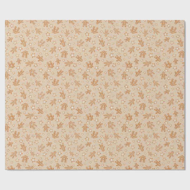 Christmas Gingerbread Houses and Cookies Wrapping Paper (Flat)