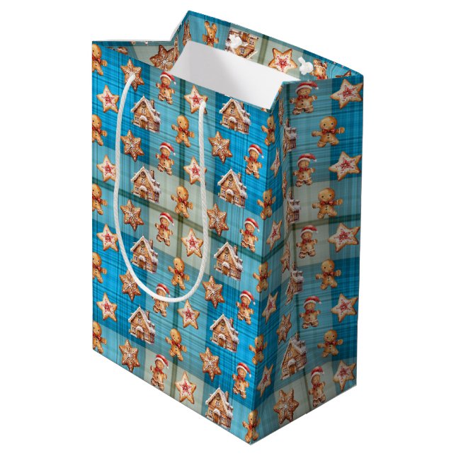 Christmas Gingerbread Houses and Men Medium Gift Bag (Back Angled)