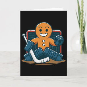 Christmas Gingerbread Ice Hockey Goalie Card