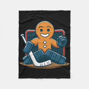Christmas Gingerbread Ice Hockey Goalie Fleece Blanket