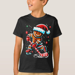 Christmas Gingerbread Ice Hockey Srts Funny Xmas P T-Shirt