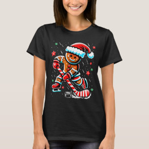 Christmas Gingerbread Ice Hockey Srts Funny Xmas P T-Shirt