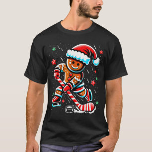 Christmas Gingerbread Ice Hockey Srts Funny Xmas P T-Shirt