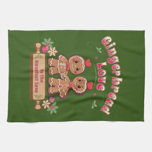 Christmas Gingerbread Love Kitchen Towel (Horizontal)