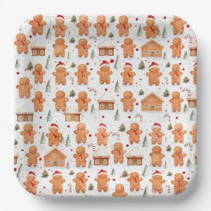 Christmas Gingerbread Man and House Paper Plate