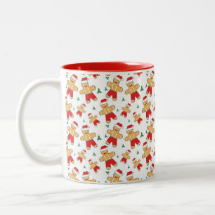 Christmas Gingerbread man and Mistletoe Two-Tone Coffee Mug
