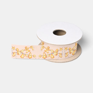 Christmas Gingerbread Man Baker Bakery Peach Pink Satin Ribbon