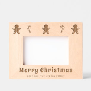 Christmas Gingerbread Man Candy Cane Photo Etched Frames