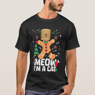 Christmas Gingerbread Man Cat Meow Funny Men Women T-Shirt