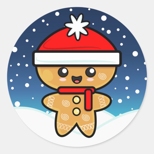 Christmas Gingerbread Man Classic Round Sticker (Front)