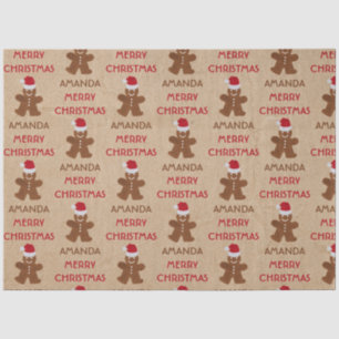 Christmas Gingerbread Man Cookies Custom Name  Tissue Paper
