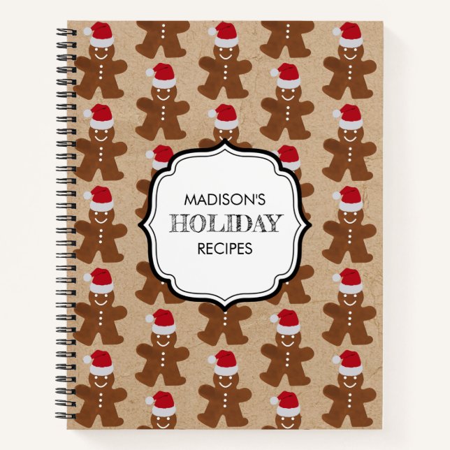 Christmas Gingerbread Man Cookies Holiday Recipe Notebook (Front)