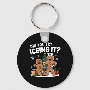 Christmas Gingerbread Man Did You Try Icing It Xma Keychain