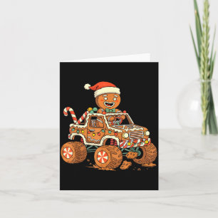 Christmas Gingerbread Man Driving Truck Xmas Light Card