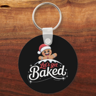 Christmas Gingerbread Man Family Let's Get Baked Keychain