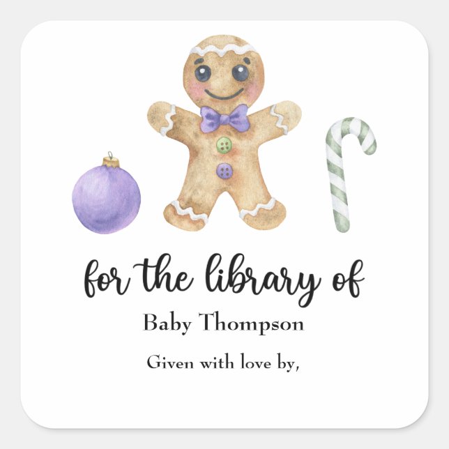 Christmas gingerbread man - for the library of square sticker (Front)