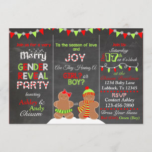 Christmas Gingerbread Man Gender Reveal Invitation
