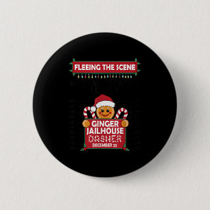 Christmas Gingerbread Man Ginger Jailhouse Fleeing 2 Inch Round Button