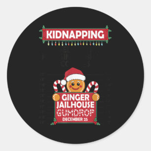 Christmas Gingerbread Man Ginger Jailhouse Kidnapn Classic Round Sticker