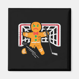 Christmas Gingerbread Man Ice Hockey Fun Xmas Men Magnet