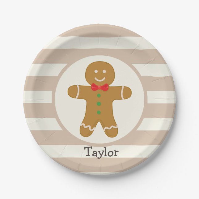 Christmas Gingerbread Man Paper Plate (Front)