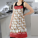 Christmas Gingerbread Man Pattern Apron<br><div class="desc">This cute Christmas baking apron features a gingerbread man cookie pattern accented with blue snowflakes. Custom text allows you to personalize.</div>