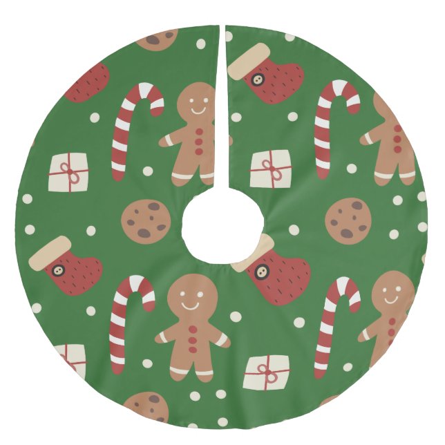 Christmas Gingerbread Man Pattern Brushed Polyester Tree Skirt (Front)
